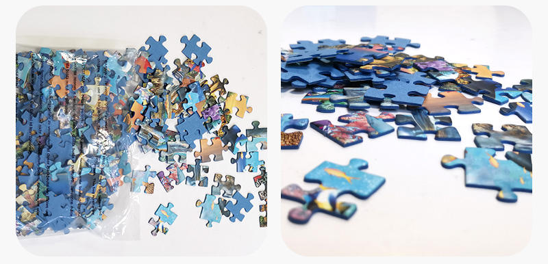 Custom Educational Children Toys 200 Pieces Blue Cardboard Paper Jigsaw Puzzles For Kids